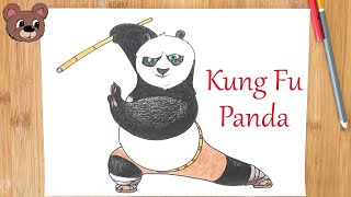 Learn To Draw Po from Kung Fu Panda With Colourful Pencils  Fun Cartoon Tutorial For Kids!