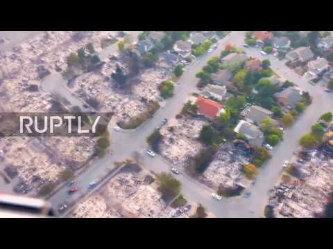 USA: Dramatic aerial footage shows Californian wildfire devastation