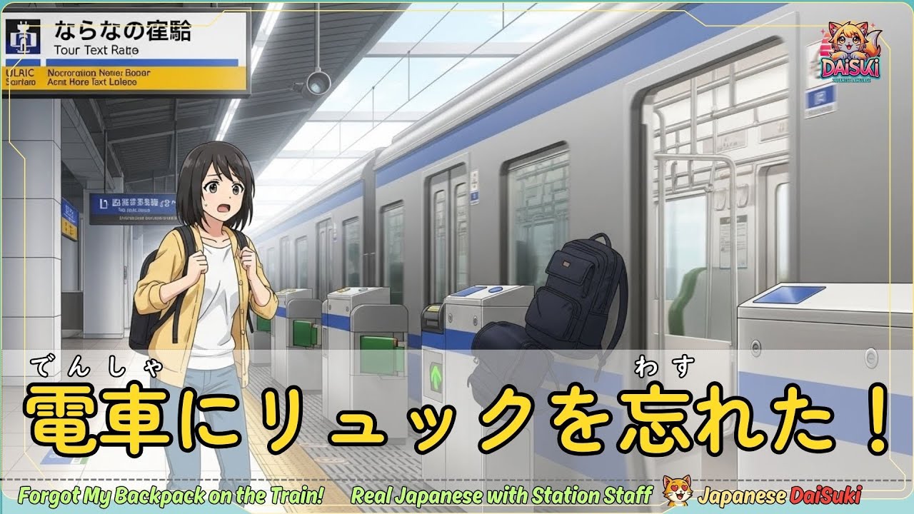 電車にリュックを忘れた！駅員さんとのリアル会話フレーズ【旅行日本語・JLPT N5–N3】｜I Forgot My Backpack on the Train!