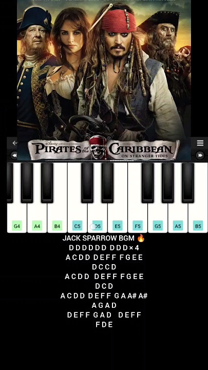 PIRATES OF CARIBBEAN JACK SPARROW BGM 🔥 EASY PIANO 🎹 TUTORIAL WITH NOTES #piano#jacksparrow#bgm