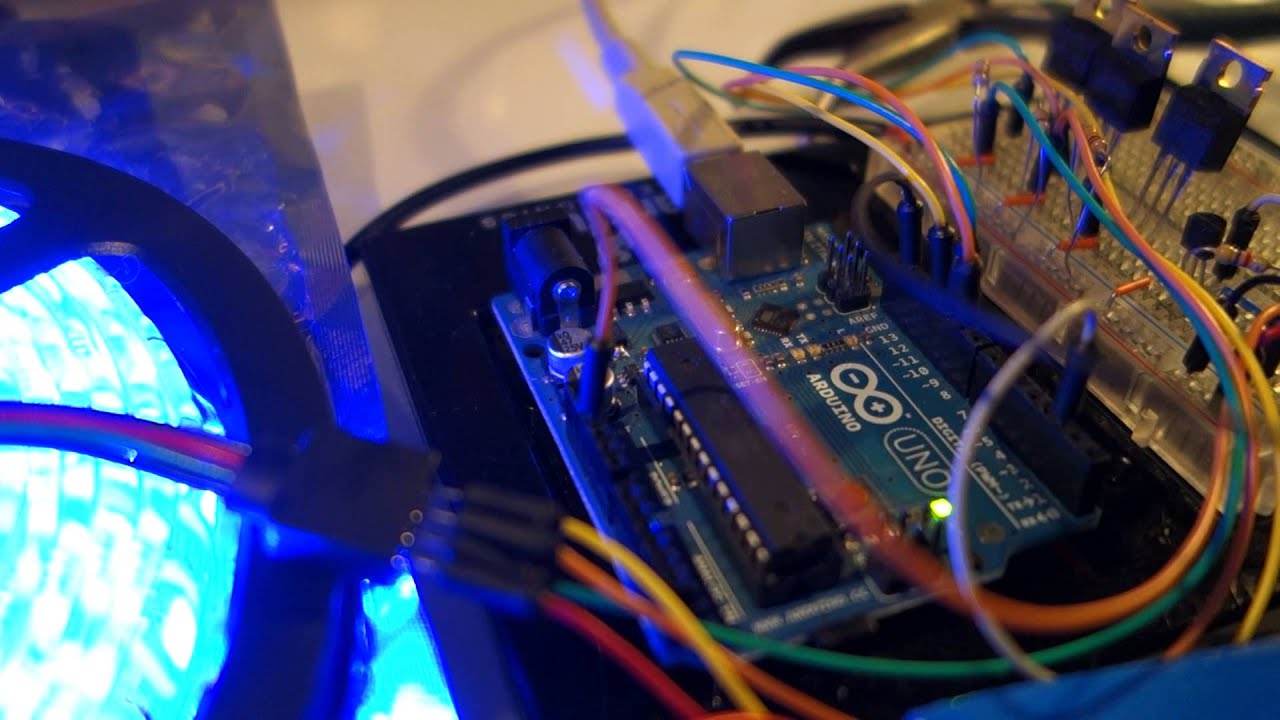 RGB Led Strip controlled by an Arduino changing color based on temperature - YouTube
