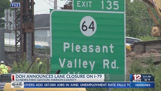 DOH announces lane closure on I-79