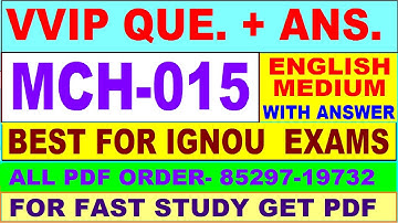 MCH 015 important questions with answer in English | mch 015 Previous Year Question Paper