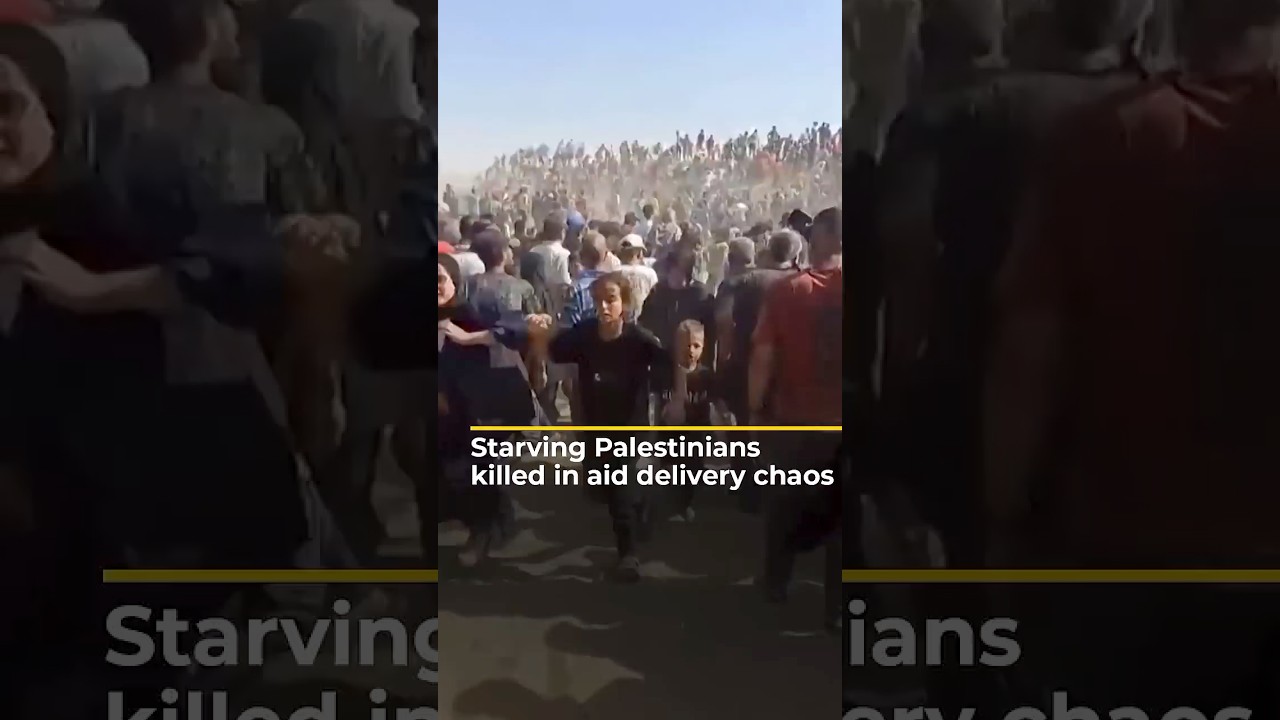 قادة العمل الإنساني يدينون الفوضى التي تعم المساعدات المقدمة لغزة | AJ #shorts