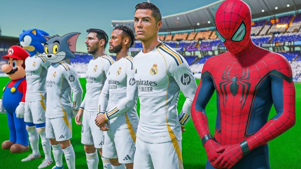 Роналду Месси, Человек-паук, Гоку, все звезды играют вместе | Реал Мадрид против Манчестер Сити