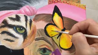現代アート 絵画 蝶 アクリル画 アクリル絵の具で蝶々描いた - YouTube