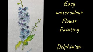 easy Watercolour flower painting , delphinium