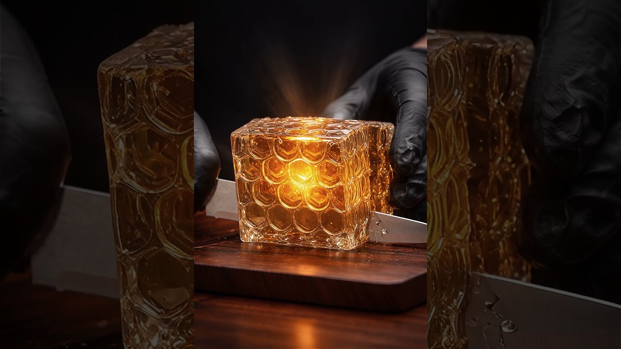 slimy honeycomb cutting 🍯 - ai asmr cutting