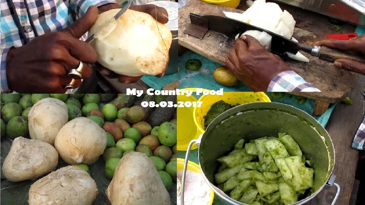 Indian Street Food Special Tasty Masala Shankh alu (jicama) Chaat