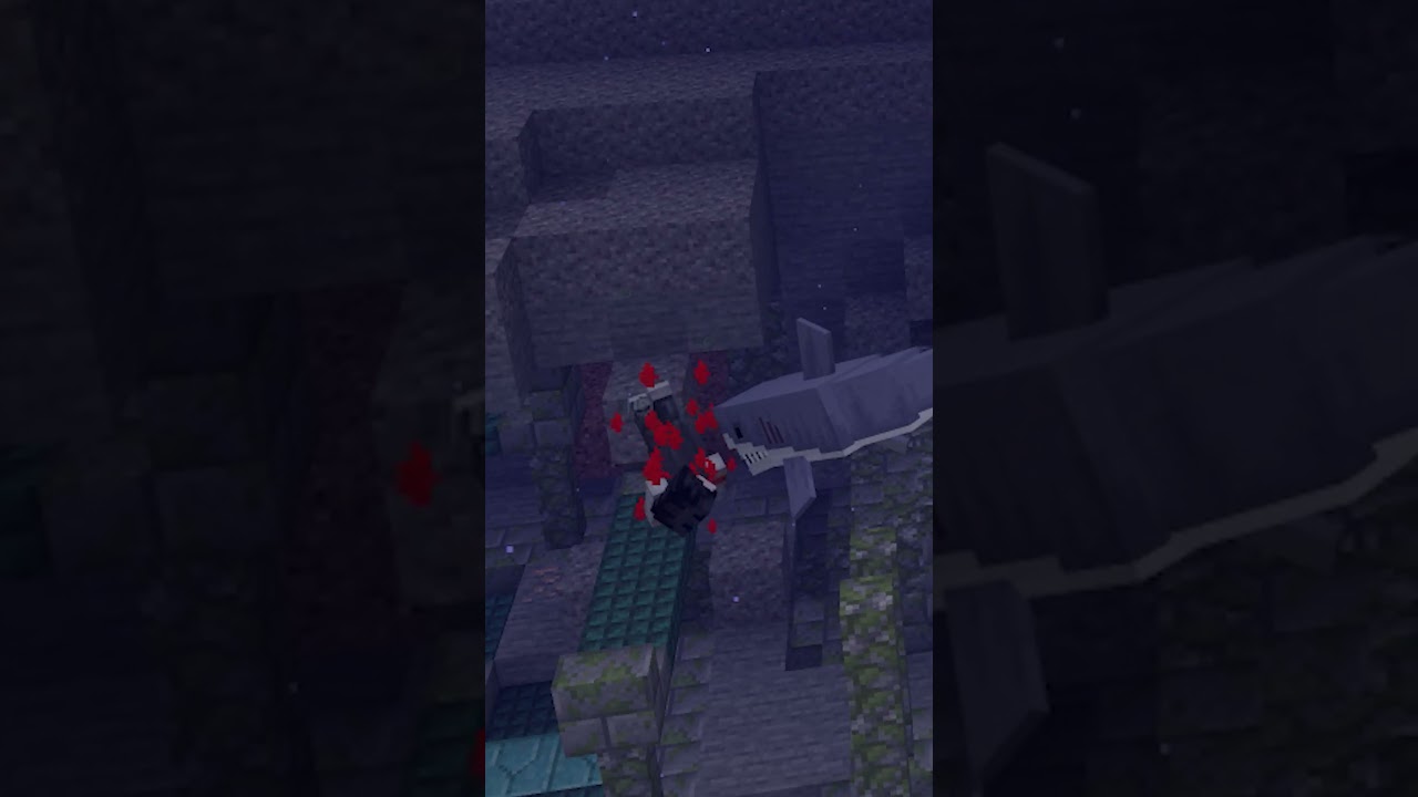 โลกใต้น้ำใน Minecraft ปลาฉลามน่ากลัวเสมอ