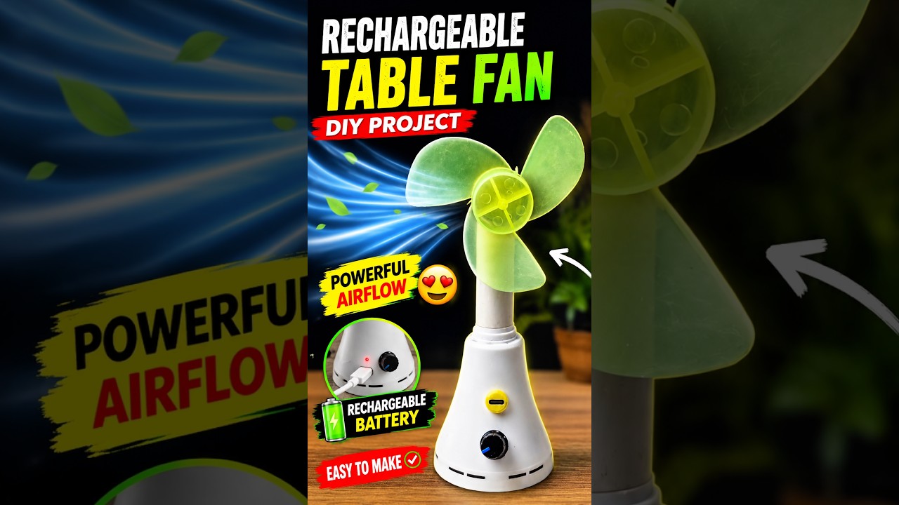 mini table fan | rechargeable air ,mini breeze, science project #electronics #experiment