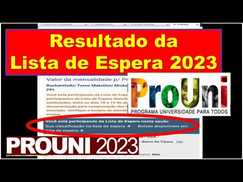 Lista de Espera PROUNI 2023 - Resultado - Passo a Passo Prouni | Prouni ...