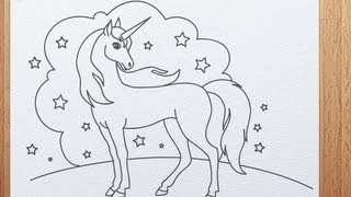 unicorn draw easy drawing step animated children kindergarten