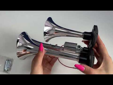 Сигнал дудка 3 шт. хром 165/230/295мм 24V SL-1007, видео 1