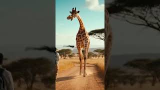Giraffe vs man #wildlife #snake #animals
