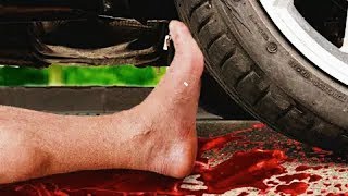 Crushing Crunchy & Soft Things by Car! Experiment Car vs Reel Foot #01 screenshot 5