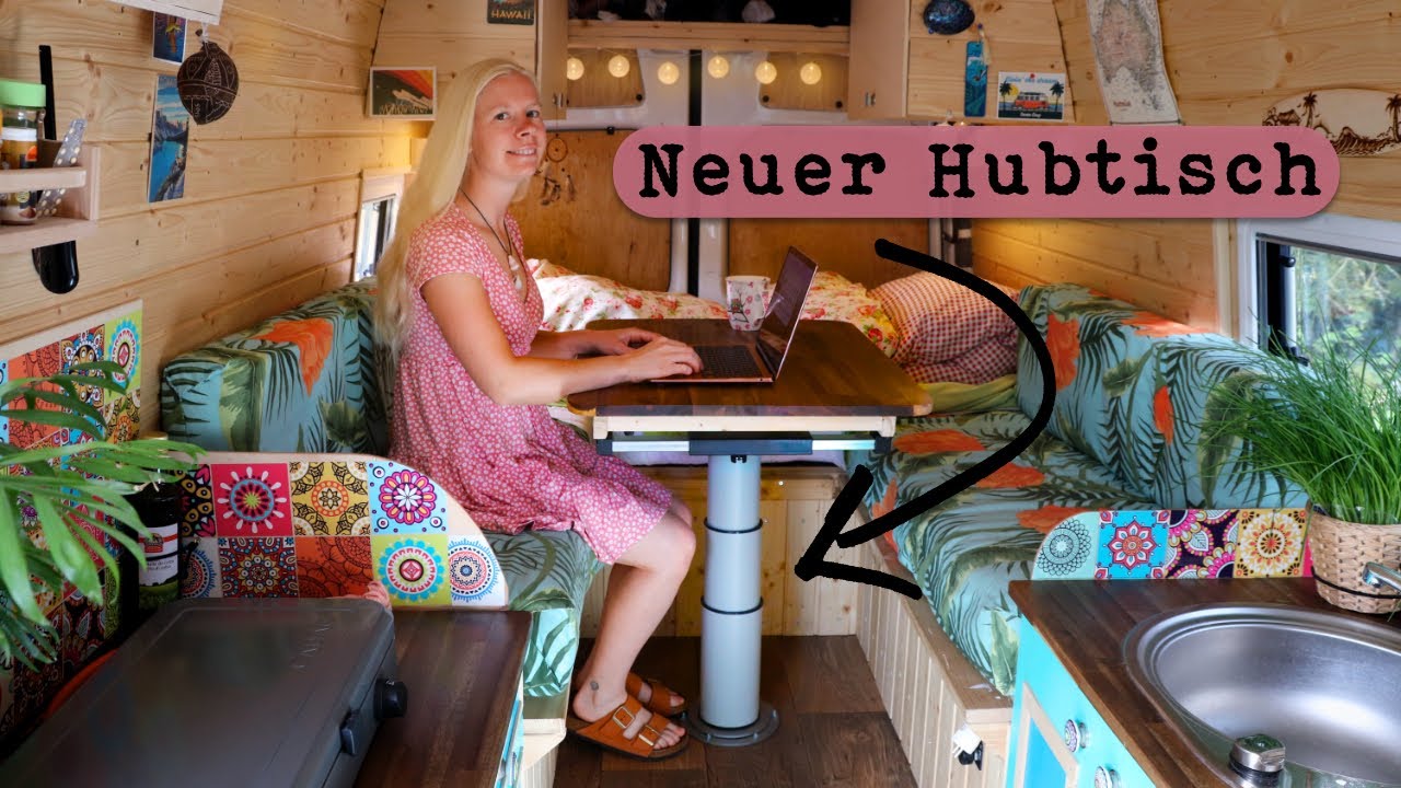 Neuer HUBTISCH im Campervan | Sitzecke mit Bett | Van Selbstausbau | ILSE Hubtisch