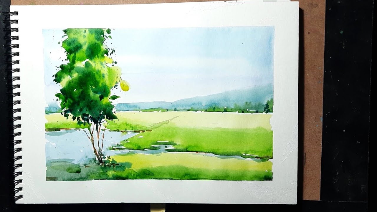 WATERCOLOUR PRACTICE || easy landscape drawing - YouTube
