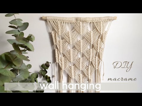 DIY macrame wall hanging, fish bone pattern tutorial, elegant one knot design, fiber wall art, retro