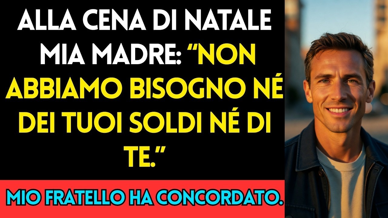 Mia madre ha posato la forchetta e ha detto, davanti a tutti: "Non abbiamo bisogno dei tuoi soldi né di te." Era la cena di Natale, il tavolo apparecchiato con i piatti che avevo comprato io,...