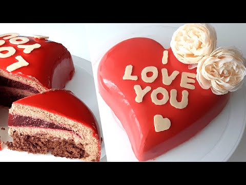 ❤ ENTREMET COEUR CHOCOLAT FRAMBOISE GLAÇAGE MIROIR ❤