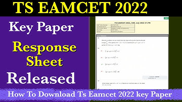 Ts Eamcet 2022 Key Paper Released| Ts Eamcet 2022 Response Sheet Released