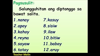 DIPTONGGO (pagsusulit) DIPTONGGO (pagsusulit)