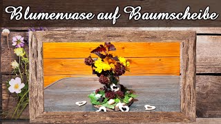Tolle Sommer Tischdeko | Blumenvase auf einer Baumscheibe mit Sommerblumen | Partydeko DIY