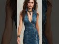 Washed Blue Sleeveless Denim Bodycon Mini Dress Lapel Wrap V Ruched Side Metal Button Short Dress