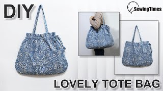 DIY LOVELY TOTE BAG | Simple & Easy sewing tutorial [sewingtimes]