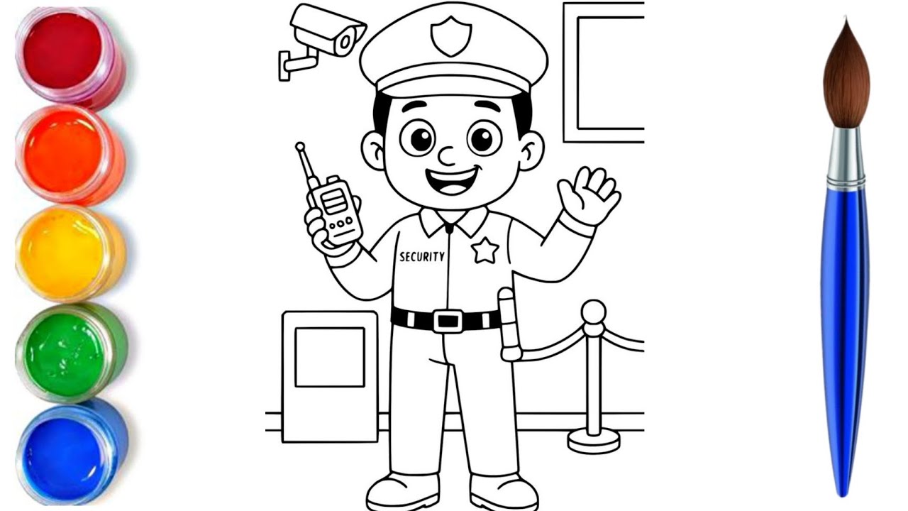 How to draw easy security guard | easy drawing step by step for kids ...