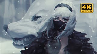 Fantasy Girl And Snow Wolf Live Wallpaper 4K screenshot 2