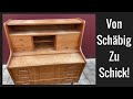 DIY: Midcentury Teak Furnier Schreibtisch Restaurierung. Furnier richtig aufarbeiten.