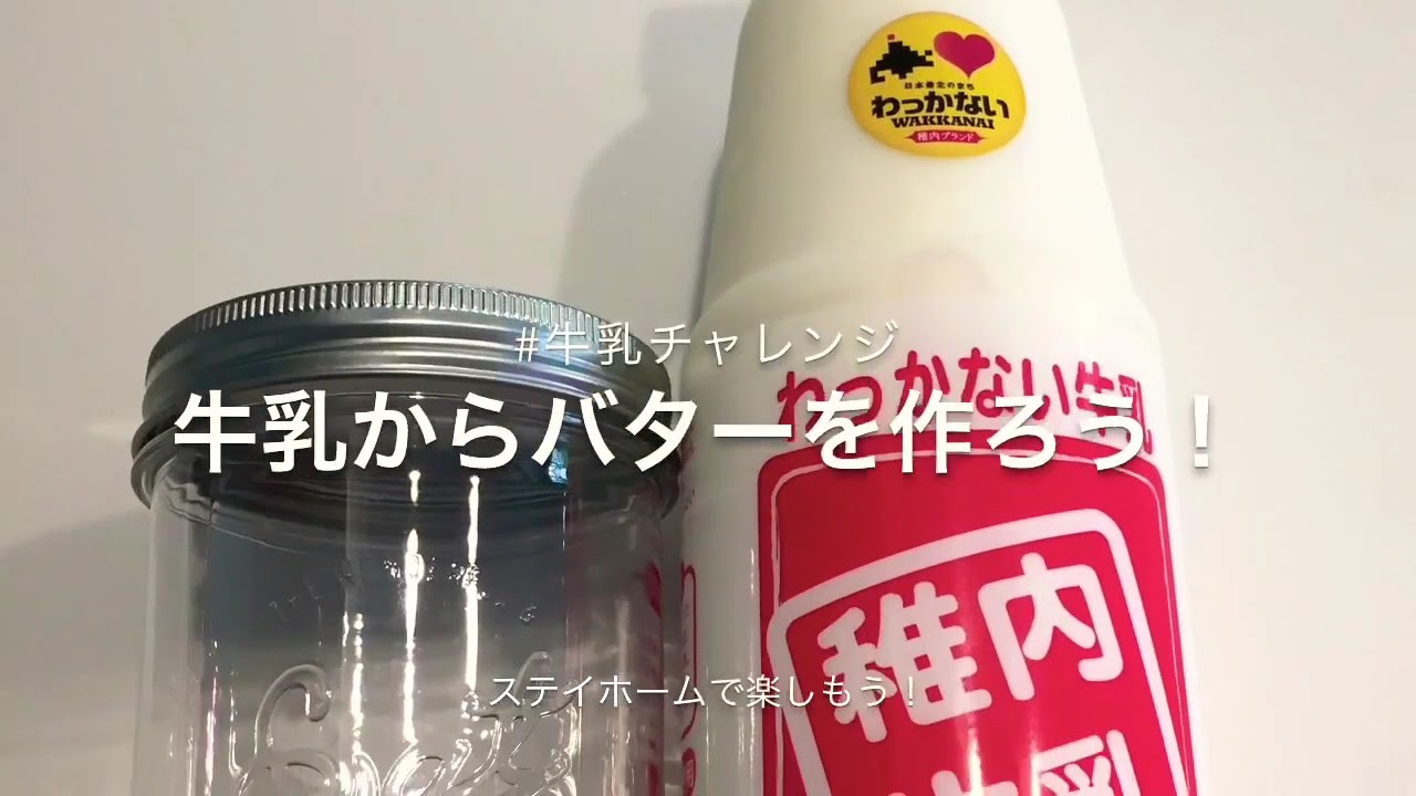休園休校中も学ぼう レッツ 牛乳チャレンジ ノンホモ牛乳からバターをつくる Youtube