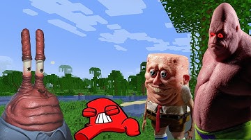 Minecraft Speedrunner VS 3 Hunters | Alphabet lore story | SpongeBob edition