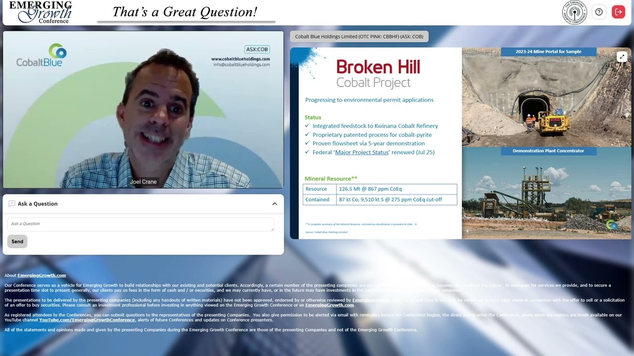 Cobalt Blue Holdings Limited (ASX: COB) (OTC Pink: CBBHF)