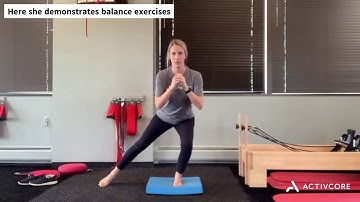 Dr. Alyssa Wagner demonstrates lunge balance exercises on an unstable surface for muscular control