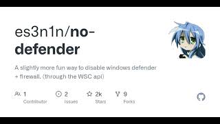 GitHub - es3n1n/no-defender: A slightly more fun way to disable windows defender. (through the WS...