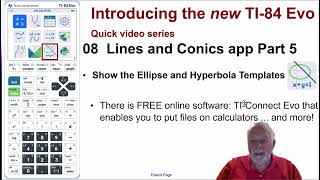 08 TI-84 Evo Lines and Conics App Part 5 Ellipse Hyperbola