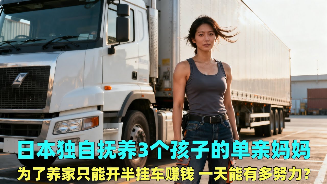 日本为了养家的单亲妈妈，开16米半挂车赚钱，一天能有多努力？