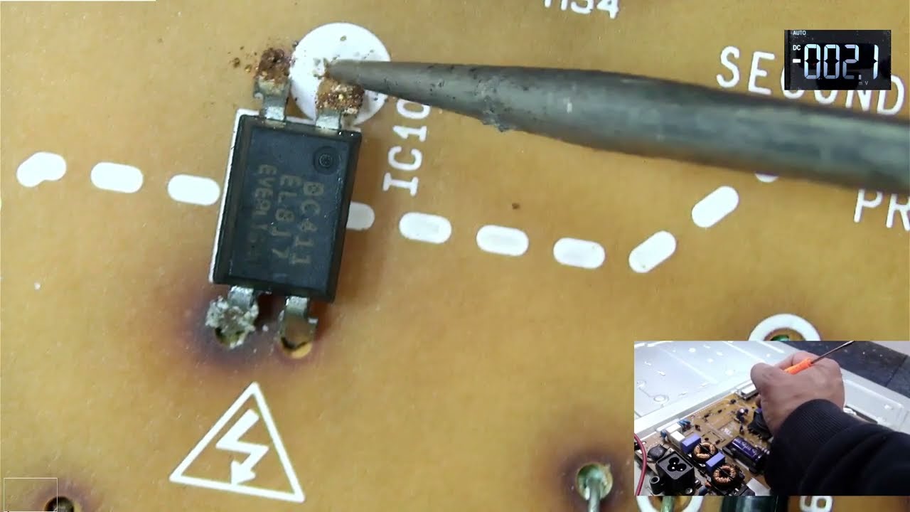 إصلاح تلفاز ألجي لا يشتغل فقط اللمبة الحمراء تشتعل ثم تنطفء LG 47LB580V