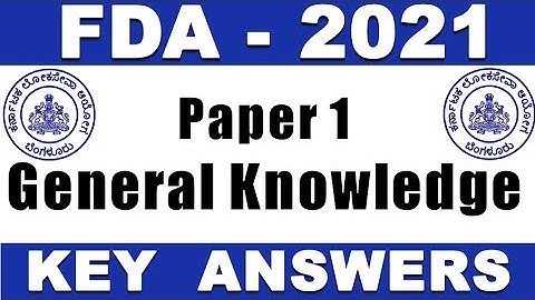 FDA 2021 Key Answers | General Knowledge | General Kannada | Paper 1 | KPSC | Allacademy | SDA | GK