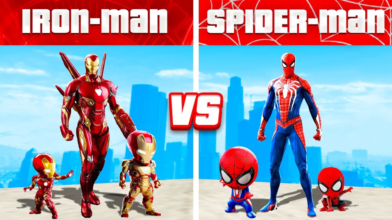 IRON MAN Family vs. SPIDER-MAN Family In GTA 5!