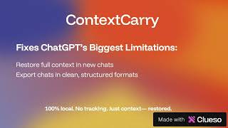 ContextCarry Demo — Restore ChatGPT Context + Export Chats in One Click