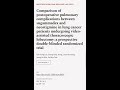 Comparison of postoperative pulmonary complications between sugammadex and neostigmin... | RTCL.TV