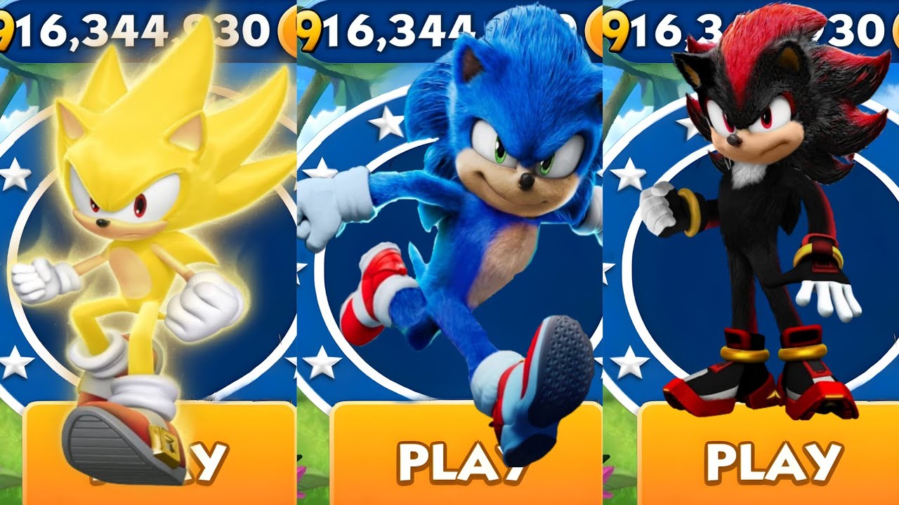 Sonic Dash - Super Sonic VS Movie sonic VS Shadow _ Movie Sonic vs All ...