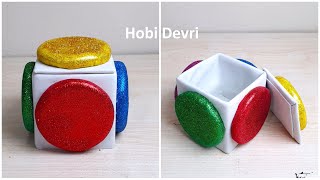 DIY Box with Jar Cap,Color Box,Jar Lids İdeas,Kavanoz Kapakları İle Renkli Kutu Yapılışı