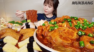 คำบรรยายภาพ) Braised spicy Beef feet 4kg Hot peppers Noodles Sushi Kimchi REAL SOUND ASMR MUKBANG