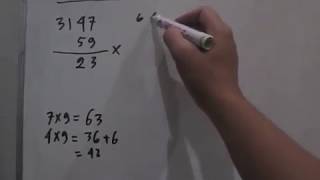 Cara perkalian susun antara bilangan ribuan dengan puluhan jelas dan
mudah difahami.