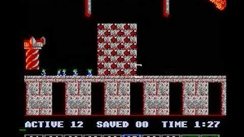 Lemmings (NES) tricky level 16 solution